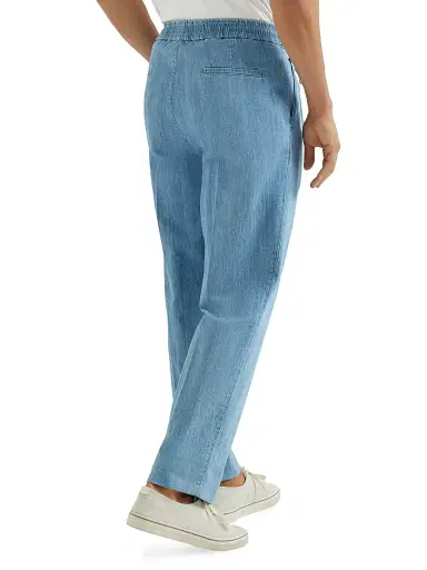 Brunello Cucinelli Men's Lightweight Denim Trousers with Drawstring and Double Pleats - Light Denim - Size 50 | Thumbnail 3