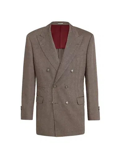 Brunello Cucinelli Men's Linen and Virgin Wool Chevron One and a Half Breasted Tailor Blazer - Hazelnut - Size 48 | Thumbnail 2 Brunello Cucinelli Men's Linen and Virgin Wool Chevron One and a Half Breasted Tailor Blazer - Hazelnut - Size 48 | Thumbnail 2
