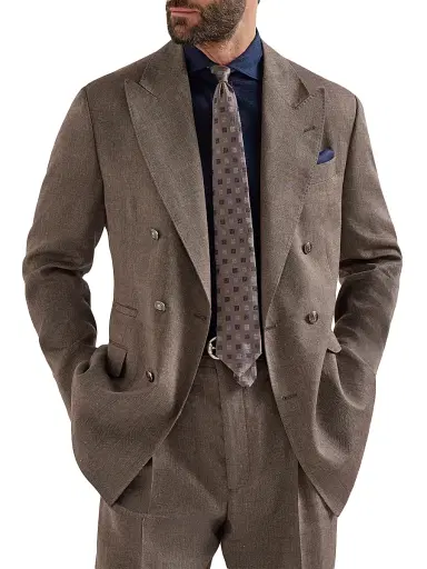 Brunello Cucinelli Men's Linen and Virgin Wool Chevron One and a Half Breasted Tailor Blazer - Hazelnut - Size 48 | Thumbnail 5 Brunello Cucinelli Men's Linen and Virgin Wool Chevron One and a Half Breasted Tailor Blazer - Hazelnut - Size 48 | Thumbnail 5