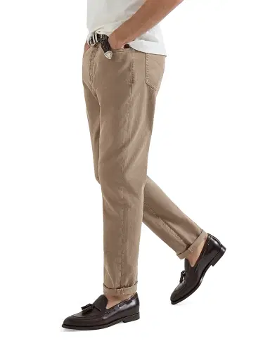 Brunello Cucinelli Men's Garment Dyed Five Pocket Jeans in Comfort Denim | Thumbnail 3