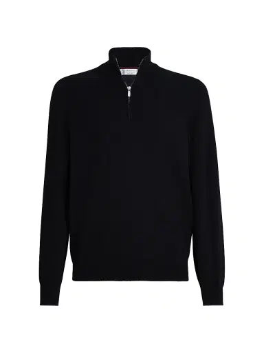 Brunello Cucinelli Men's Cashmere Sweater with Half Zip | Thumbnail 1