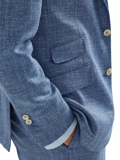 Brunello Cucinelli Men's Virgin Wool, Silk and Linen Hopsack Deconstructed Cavallo Blazer | Thumbnail 4 Brunello Cucinelli Men's Virgin Wool, Silk and Linen Hopsack Deconstructed Cavallo Blazer | Thumbnail 4