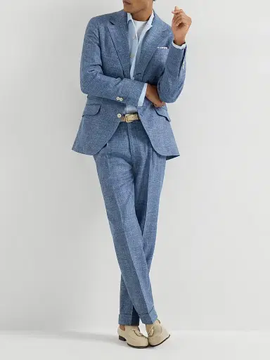 Brunello Cucinelli Men's Virgin Wool, Silk and Linen Hopsack Deconstructed Cavallo Blazer | Thumbnail 6 Brunello Cucinelli Men's Virgin Wool, Silk and Linen Hopsack Deconstructed Cavallo Blazer | Thumbnail 6