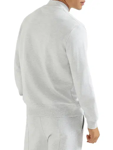 Brunello Cucinelli Men's Techno Cotton French Terry Sweatshirt with Zipper - Pearl Grey - Size XXXL | Thumbnail 3