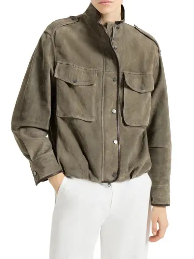 Brunello Cucinelli Women's Couture Suede Outerwear Jacket with Monili | Thumbnail 2
