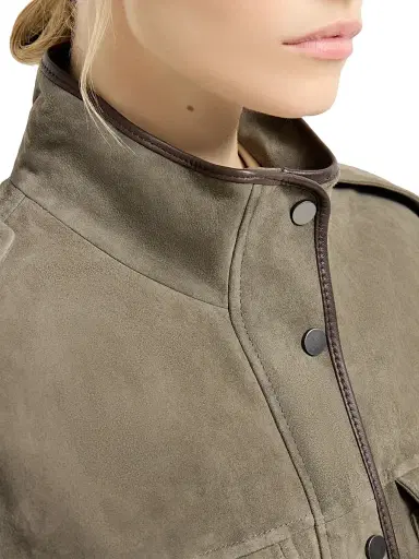 Brunello Cucinelli Women's Couture Suede Outerwear Jacket with Monili | Thumbnail 4
