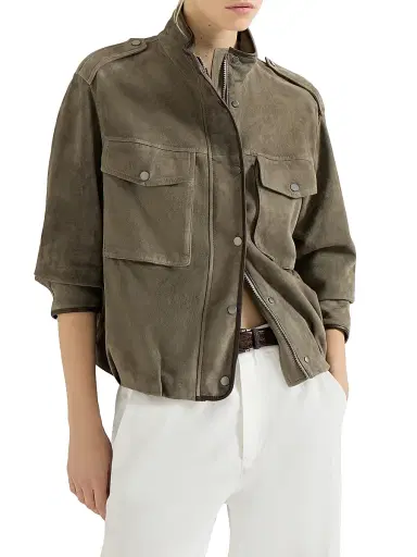 Brunello Cucinelli Women's Couture Suede Outerwear Jacket with Monili | Thumbnail 5