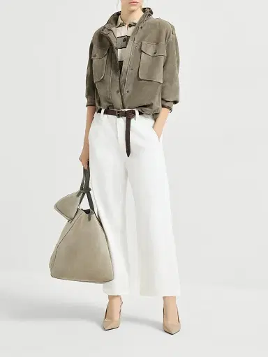 Brunello Cucinelli Women's Couture Suede Outerwear Jacket with Monili | Thumbnail 6