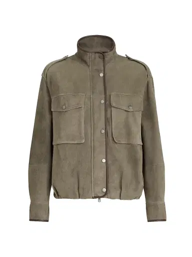 Brunello Cucinelli Women's Couture Suede Outerwear Jacket with Monili | Thumbnail 1