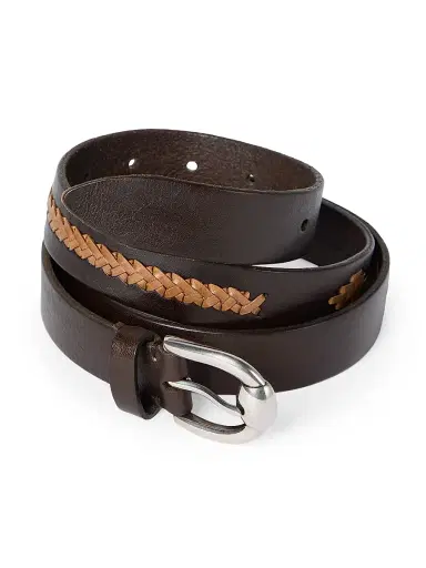 Brunello Cucinelli Men's Leather Braided Pattern Belt | Thumbnail 3 Brunello Cucinelli Men's Leather Braided Pattern Belt | Thumbnail 3