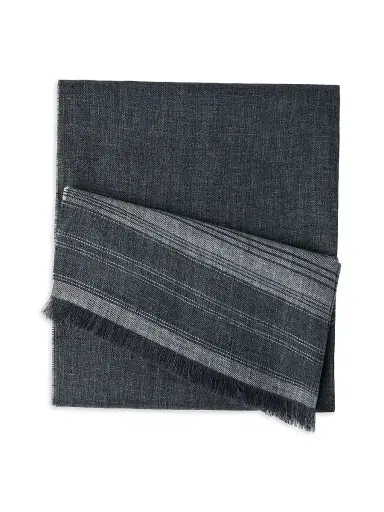 Brunello Cucinelli Men's Embroidered Linen Scarf | Thumbnail 1 Brunello Cucinelli Men's Embroidered Linen Scarf | Thumbnail 1