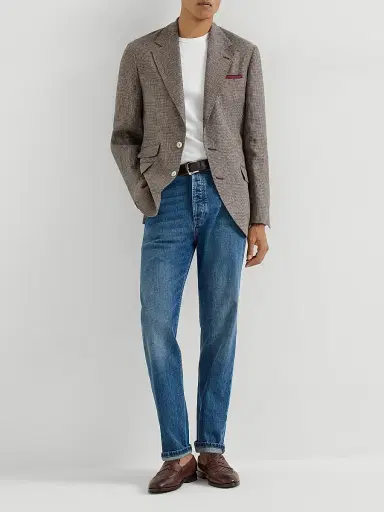 Brunello Cucinelli Men's Comfort Cotton Denim Iconic Fit Five Pocket Jeans - Medium Denim - Size 32 | Thumbnail 6