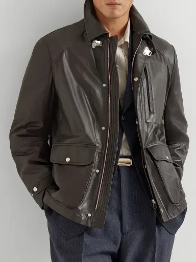 Brunello Cucinelli Men's Calfskin Unlined Field Jacket - Chocolate - Size XXXL | Thumbnail 5 Brunello Cucinelli Men's Calfskin Unlined Field Jacket - Chocolate - Size XXXL | Thumbnail 5
