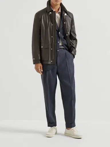 Brunello Cucinelli Men's Calfskin Unlined Field Jacket | Thumbnail 6