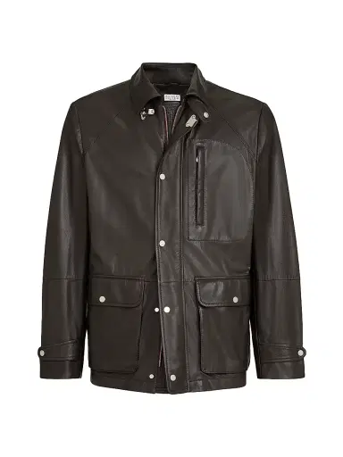 Brunello Cucinelli Men's Calfskin Unlined Field Jacket - Chocolate - Size XXXL | Thumbnail 1 Brunello Cucinelli Men's Calfskin Unlined Field Jacket - Chocolate - Size XXXL | Thumbnail 1
