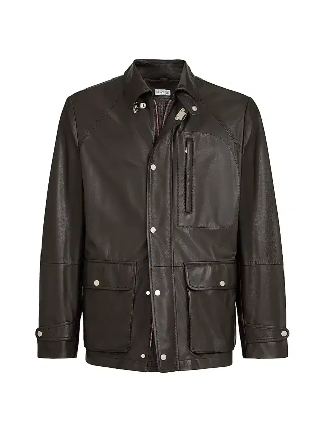 Men's Calfskin Unlined Field Jacket - Chocolate