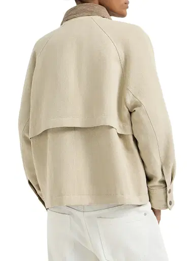Brunello Cucinelli Women's Linen and Cotton Canvas Outerwear Jacket - Beige - Size 14 | Thumbnail 3 Brunello Cucinelli Women's Linen and Cotton Canvas Outerwear Jacket - Beige - Size 14 | Thumbnail 3