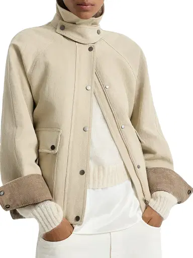 Brunello Cucinelli Women's Linen and Cotton Canvas Outerwear Jacket - Beige - Size 14 | Thumbnail 5 Brunello Cucinelli Women's Linen and Cotton Canvas Outerwear Jacket - Beige - Size 14 | Thumbnail 5