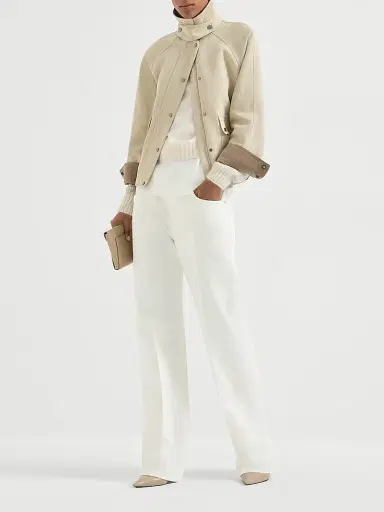 Brunello Cucinelli Women's Linen and Cotton Canvas Outerwear Jacket - Beige - Size 14 | Thumbnail 6 Brunello Cucinelli Women's Linen and Cotton Canvas Outerwear Jacket - Beige - Size 14 | Thumbnail 6