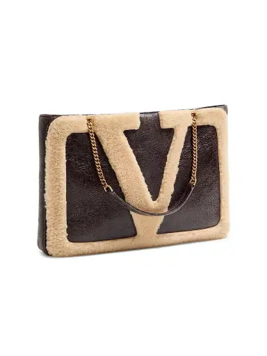 Valentino Garavani Women's Viva Superstar Medium Shopping Bag in Shearling - Brown Beige | Thumbnail 4 Valentino Garavani Women's Viva Superstar Medium Shopping Bag in Shearling - Brown Beige | Thumbnail 4