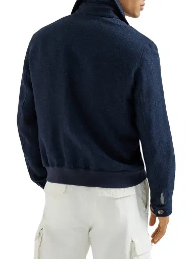 Brunello Cucinelli Men's Silk, Linen and Wool Hopsack Outerwear Jacket | Thumbnail 3