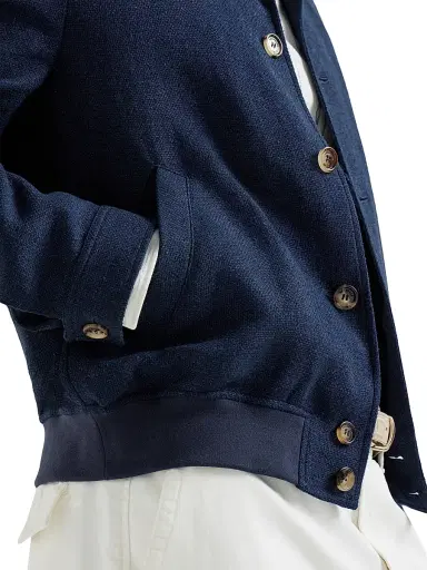 Brunello Cucinelli Men's Silk, Linen and Wool Hopsack Outerwear Jacket | Thumbnail 4