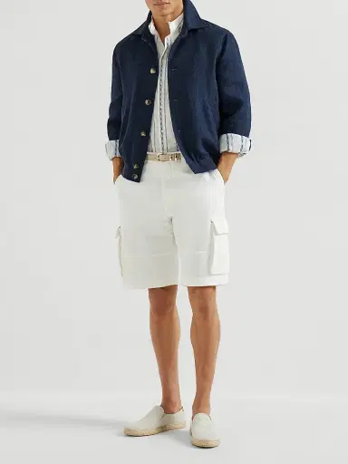 Brunello Cucinelli Men's Silk, Linen and Wool Hopsack Outerwear Jacket - Navy Blue - Size 40 | Thumbnail 6 Brunello Cucinelli Men's Silk, Linen and Wool Hopsack Outerwear Jacket - Navy Blue - Size 40 | Thumbnail 6