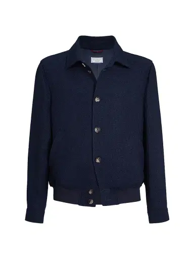 Brunello Cucinelli Men's Silk, Linen and Wool Hopsack Outerwear Jacket | Thumbnail 1