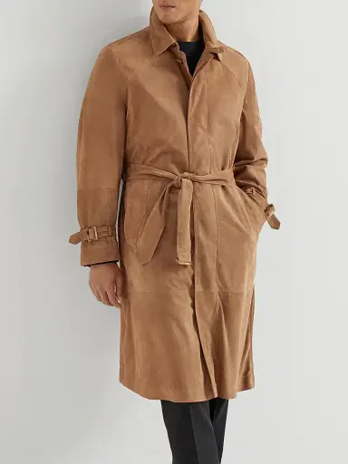 Brunello Cucinelli Men's Suede Unlined Trenchcoat | Thumbnail 5 Brunello Cucinelli Men's Suede Unlined Trenchcoat | Thumbnail 5