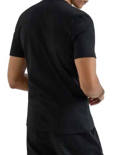 Brunello Cucinelli Men's Stretch Cotton and Modal Ribbed Jersey Crewneck T-Shirt - Black - Size Small | Thumbnail 3