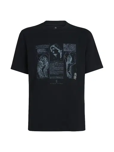 Brunello Cucinelli Men's Cotton Jersey Crew-Neck T-Shirt with Print - Black - Size XS | Thumbnail 1 Brunello Cucinelli Men's Cotton Jersey Crew-Neck T-Shirt with Print - Black - Size XS | Thumbnail 1