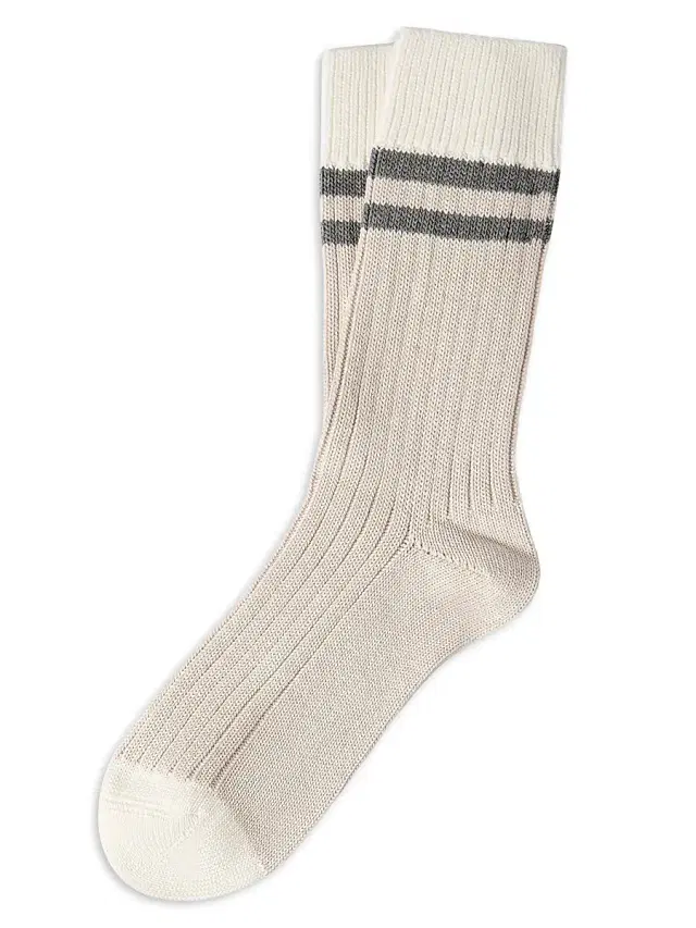 Men's Cotton Socks with Stripes - Buff