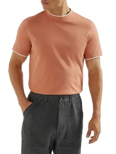 Brunello Cucinelli Men's Cotton Jersey Crew-Neck T-Shirt with Faux Layering | Thumbnail 5 Brunello Cucinelli Men's Cotton Jersey Crew-Neck T-Shirt with Faux Layering | Thumbnail 5