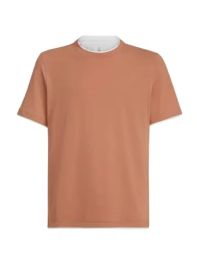 Brunello Cucinelli Men's Cotton Jersey Crew-Neck T-Shirt with Faux Layering | Thumbnail 1 Brunello Cucinelli Men's Cotton Jersey Crew-Neck T-Shirt with Faux Layering | Thumbnail 1