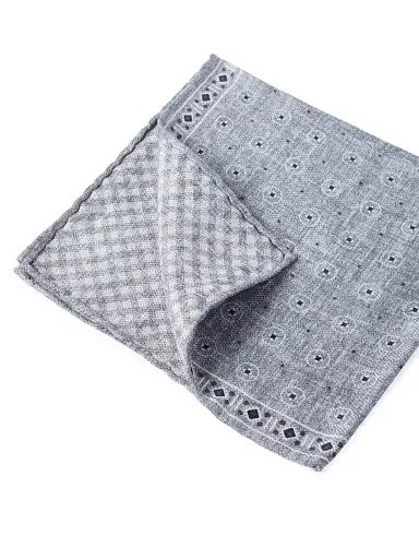 Brunello Cucinelli Men's Silk Ethnic Patterned Pocket Square | Thumbnail 3