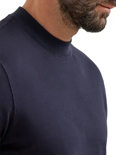 Brunello Cucinelli Men's Cotton Jersey Mock-Neck T-Shirt - Navy Blue - Size XXS | Thumbnail 5
