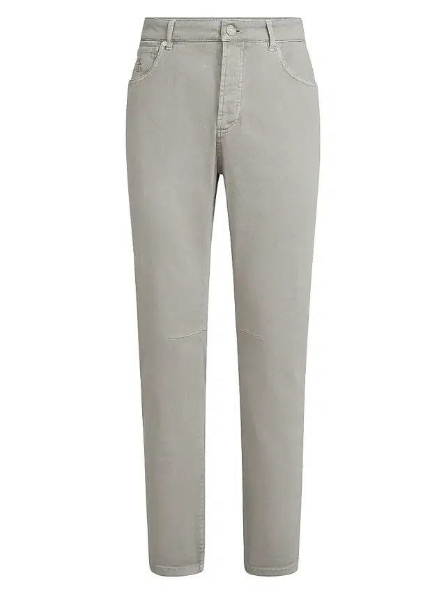 Men's Garment Dyed Five Pocket Jeans in Comfort Denim - Light Grey