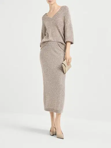 Brunello Cucinelli Women's Virgin Wool and Mohair Dazzling Texture Sweater - Light Brown | Thumbnail 6 Brunello Cucinelli Women's Virgin Wool and Mohair Dazzling Texture Sweater - Light Brown | Thumbnail 6