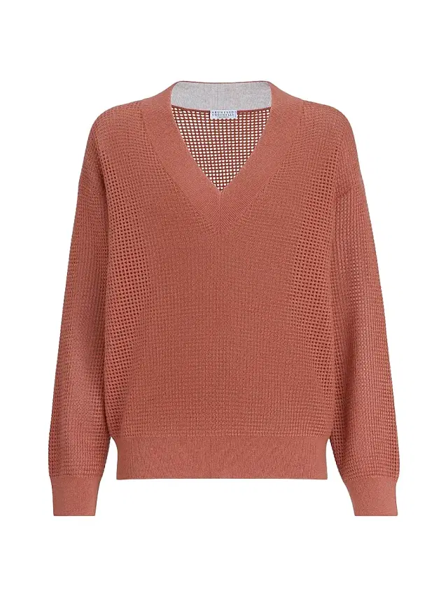 Brunello Cucinelli Women's Cashmere Net Sweater - Orange