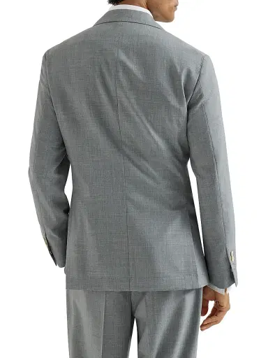 Brunello Cucinelli Men's Virgin Wool Fresco Deconstructed Blazer with Peak Lapels - Grey | Thumbnail 3 Brunello Cucinelli Men's Virgin Wool Fresco Deconstructed Blazer with Peak Lapels - Grey | Thumbnail 3
