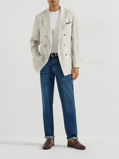 Brunello Cucinelli Men's Lightweight Denim Traditional Fit Five Pocket Jeans | Thumbnail 6 Brunello Cucinelli Men's Lightweight Denim Traditional Fit Five Pocket Jeans | Thumbnail 6