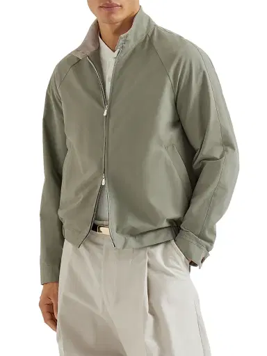 Brunello Cucinelli Men's Water Resistant Techno Cotton Gabardine Outerwear Jacket | Thumbnail 2 Brunello Cucinelli Men's Water Resistant Techno Cotton Gabardine Outerwear Jacket | Thumbnail 2