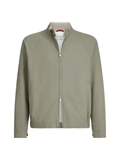 Brunello Cucinelli Men's Water Resistant Techno Cotton Gabardine Outerwear Jacket | Thumbnail 1 Brunello Cucinelli Men's Water Resistant Techno Cotton Gabardine Outerwear Jacket | Thumbnail 1