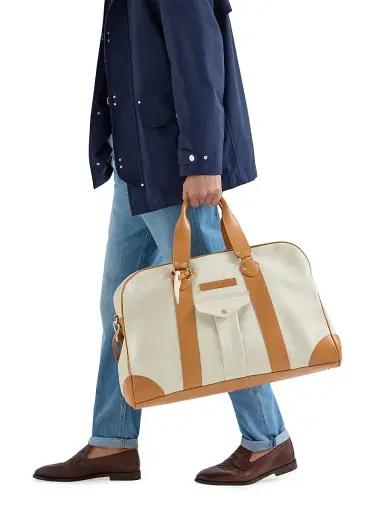 Brunello Cucinelli Men's Grained Calfskin and Cowhide Street Bag | Thumbnail 2 Brunello Cucinelli Men's Grained Calfskin and Cowhide Street Bag | Thumbnail 2