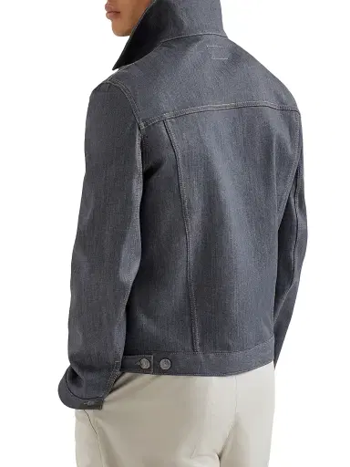 Brunello Cucinelli Men's Comfort Grayscale Denim Four Pocket Jacket | Thumbnail 3 Brunello Cucinelli Men's Comfort Grayscale Denim Four Pocket Jacket | Thumbnail 3