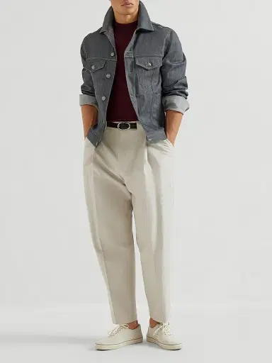 Brunello Cucinelli Men's Comfort Grayscale Denim Four Pocket Jacket | Thumbnail 6 Brunello Cucinelli Men's Comfort Grayscale Denim Four Pocket Jacket | Thumbnail 6