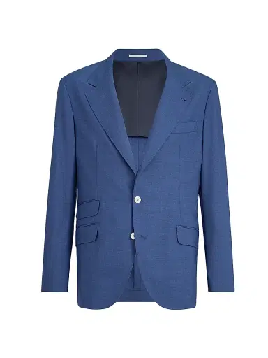 Brunello Cucinelli Men's Virgin Wool Fresco Deconstructed Cavallo Blazer - Royale Blue - Size 38 | Thumbnail 2