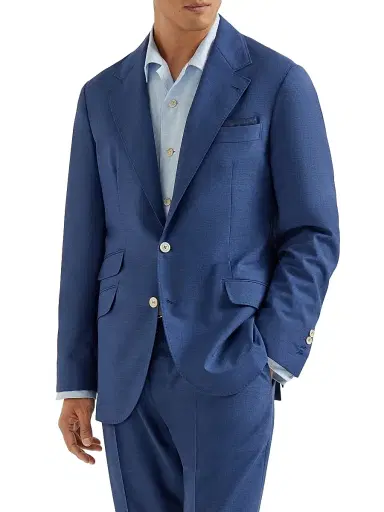 Brunello Cucinelli Men's Virgin Wool Fresco Deconstructed Cavallo Blazer - Royale Blue - Size 38 | Thumbnail 1