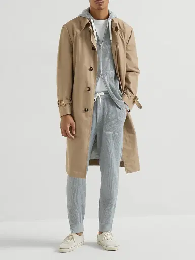 Brunello Cucinelli Men's Cotton English Rib Knit Trousers with Zipper Cuffs - Grey | Thumbnail 6 Brunello Cucinelli Men's Cotton English Rib Knit Trousers with Zipper Cuffs - Grey | Thumbnail 6