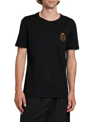 Dolce & Gabbana Men's Logo Cotton T-Shirt - Nero - Size 46 | Thumbnail 4 Dolce & Gabbana Men's Logo Cotton T-Shirt - Nero - Size 46 | Thumbnail 4